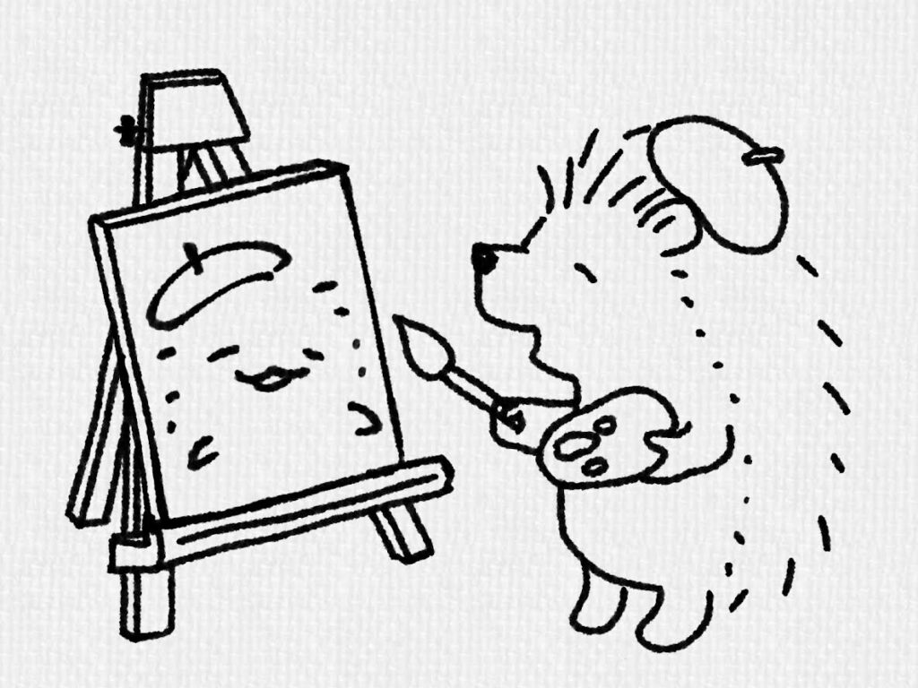 絵を描くアライグマ