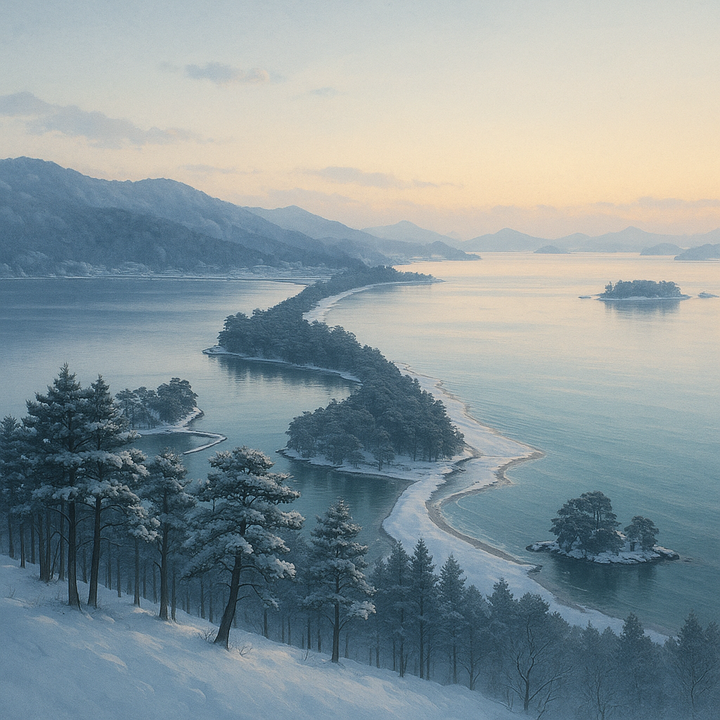 京都府・天橋立――冬の松並木が描く静かな天上風景