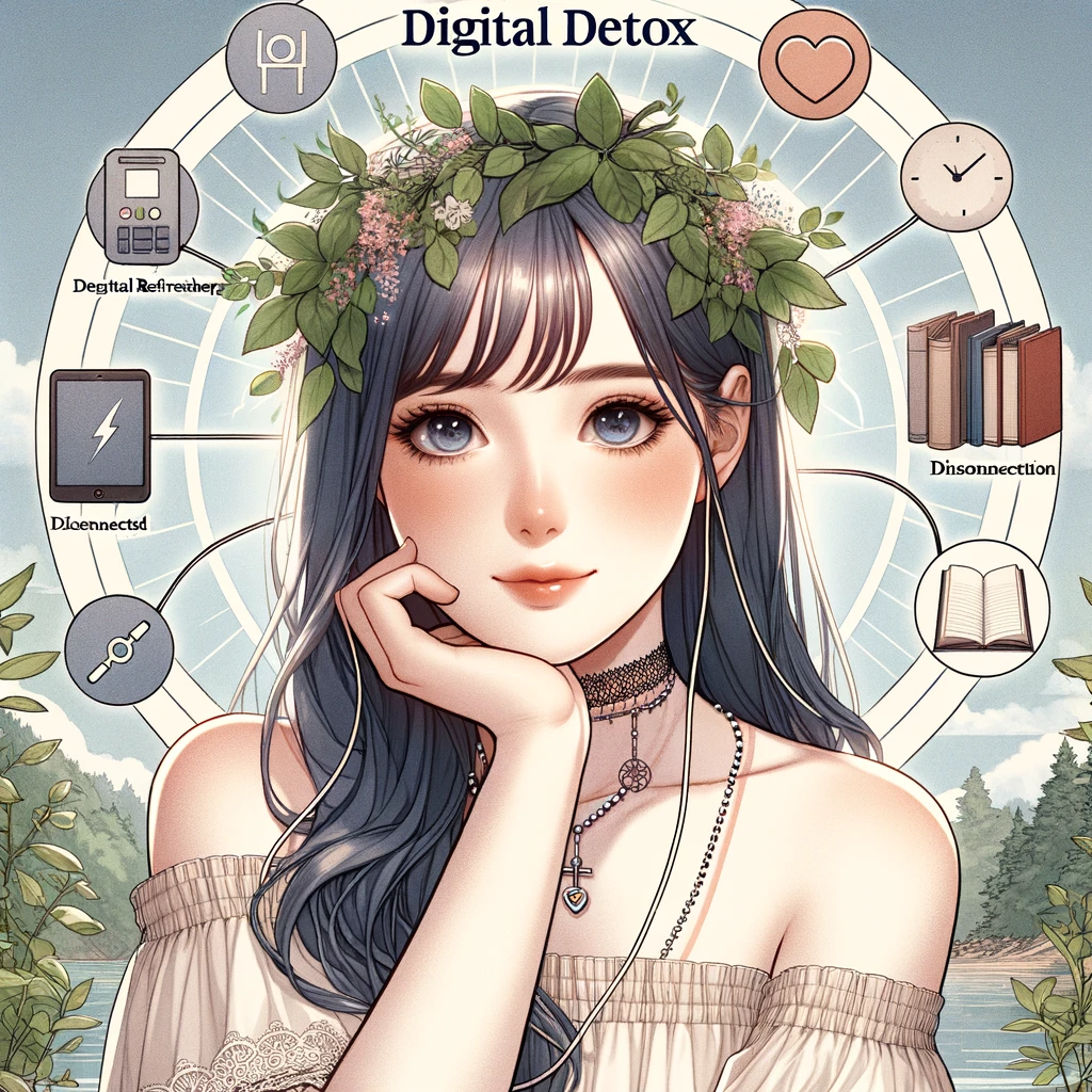 美しい女性とデジタルデトックス
