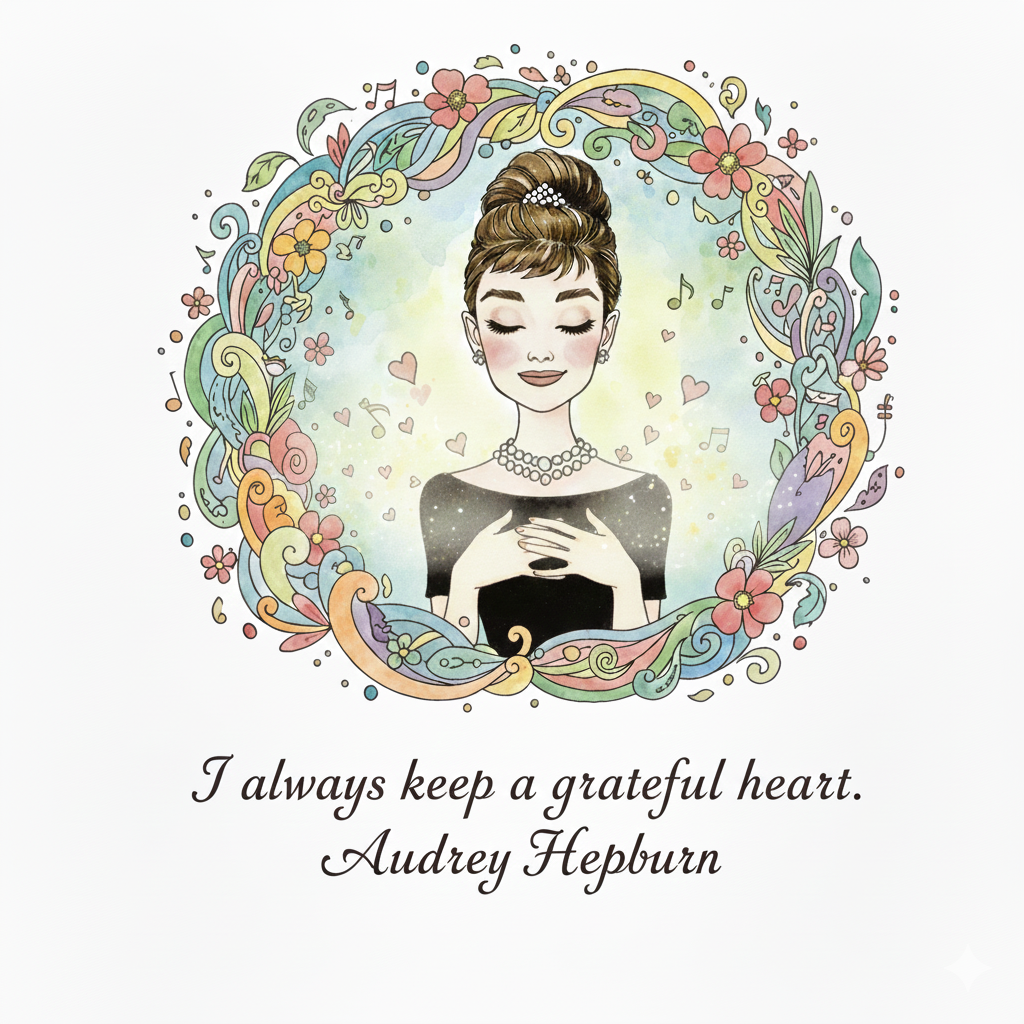 私は、いつも感謝の気持ちを持つようにしています。　　オードリー・ヘプバーン