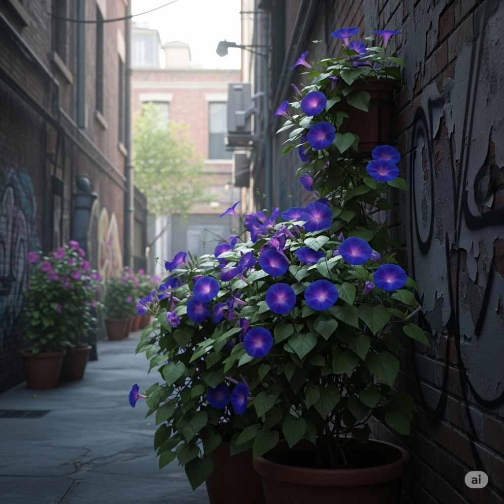 朝顔の鉢植え