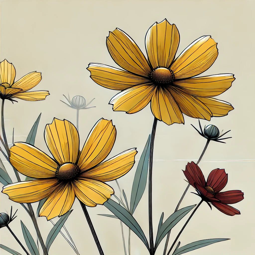 ジャノメギク（蛇の目菊／Coreopsis tinctoria）