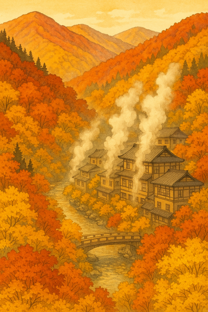 湯けむりに映える“蔵王の秋”