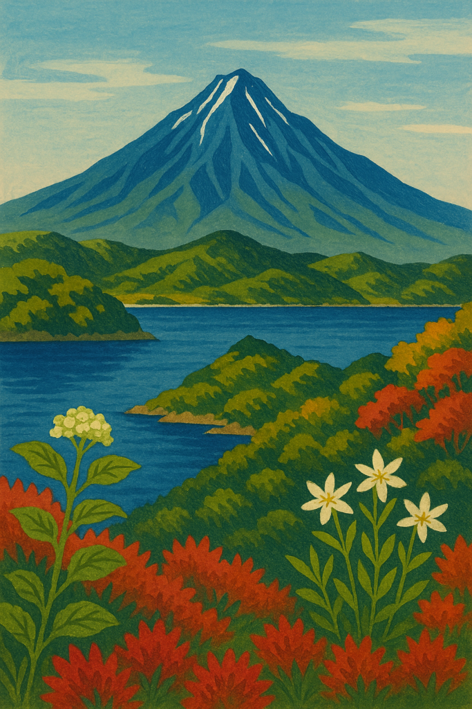 海に浮かぶ利尻富士