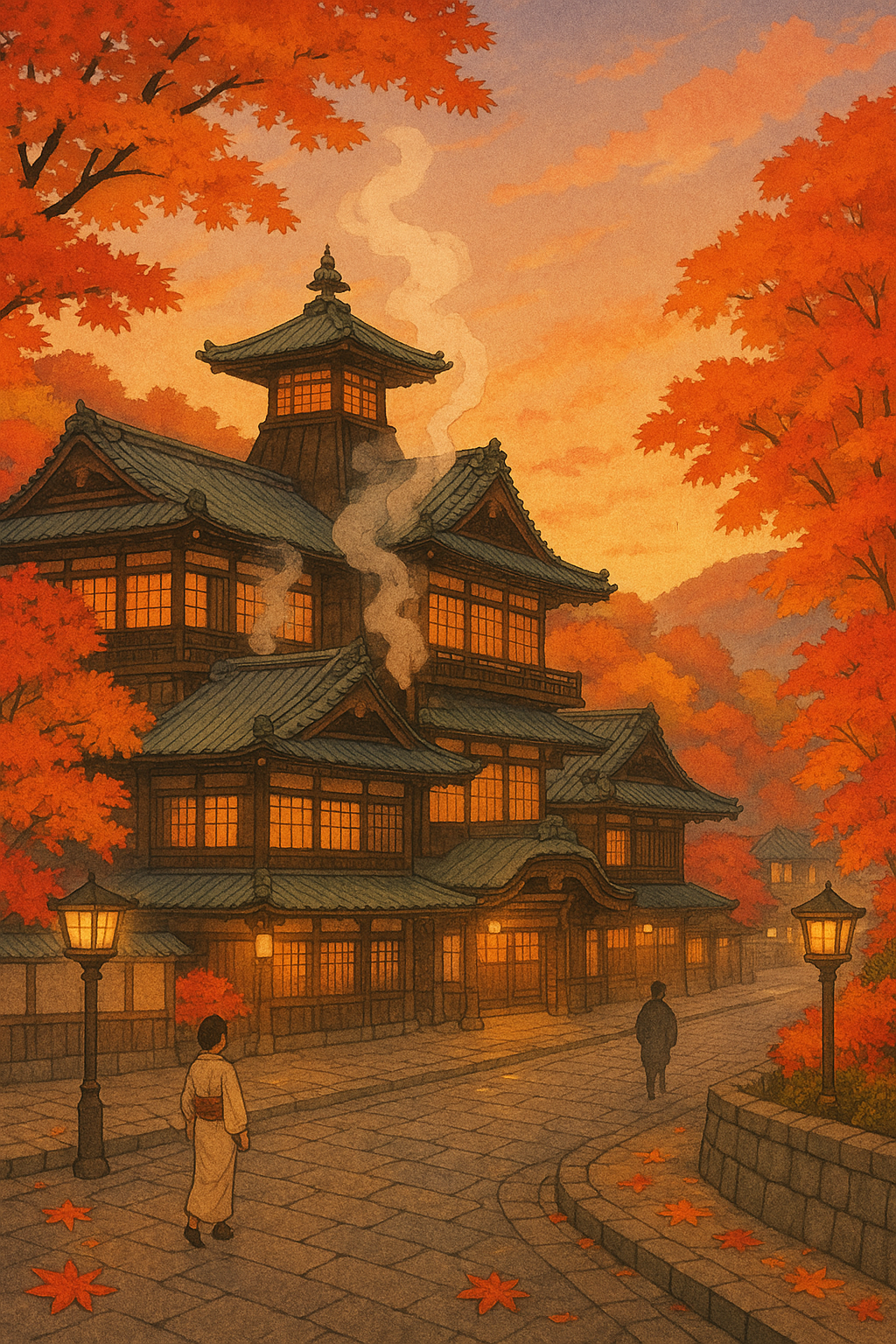 道後温泉に漂う冬支度の情景