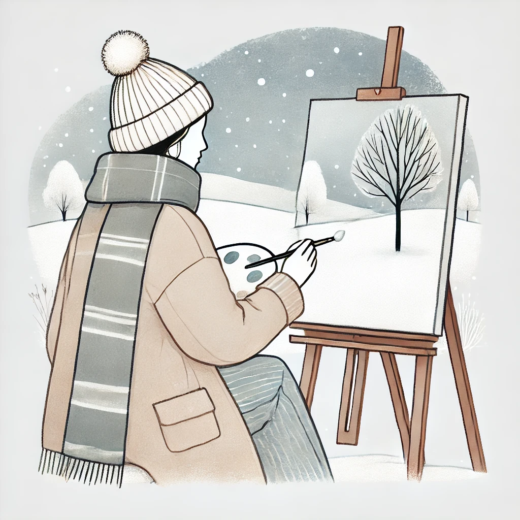 水彩で描く透明感あふれる冬景色