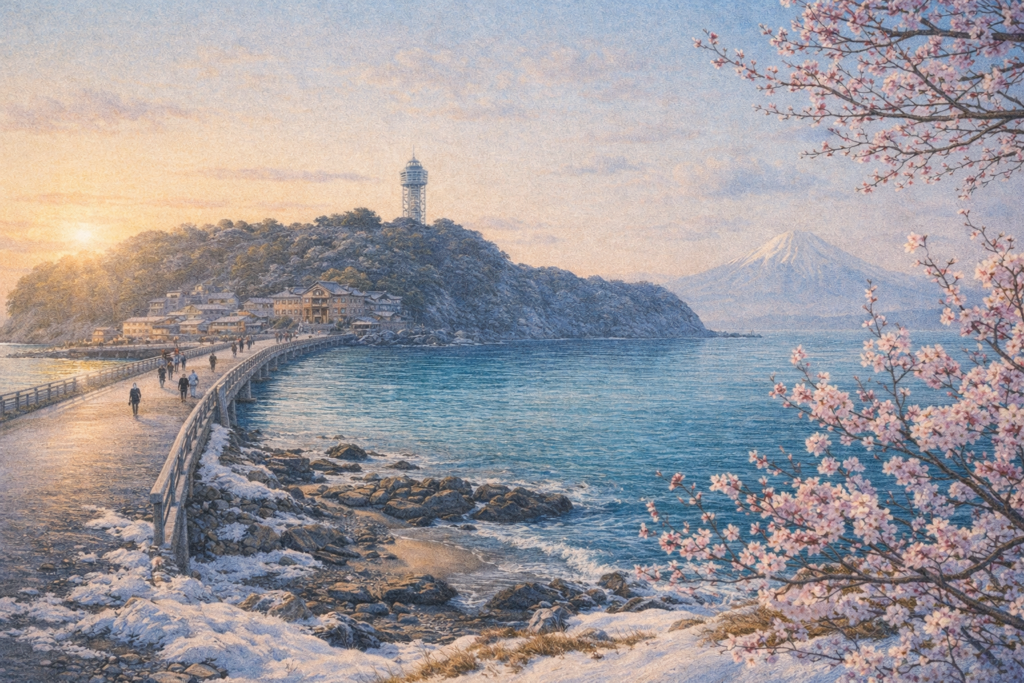 神奈川県・江の島――春を待つ海と光