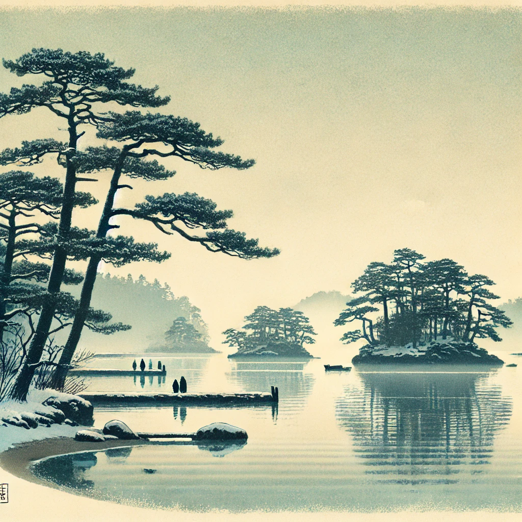 宮城県・松島――冬の海に浮かぶ、静かな島影