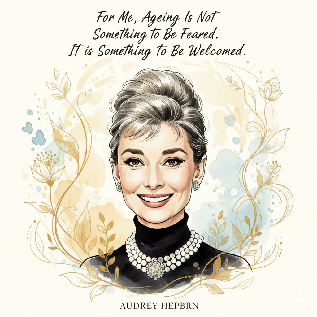 私にとって、年齢を重ねることは、恐れるものではなく、むしろ喜ばしいことです。　　オードリー・ヘプバーン